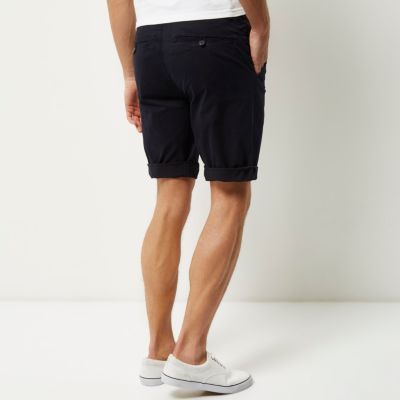 Navy slim fit chino shorts